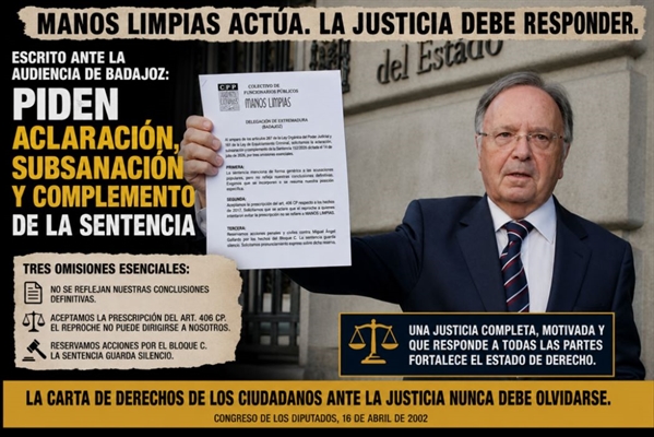 MANOS LIMPIAS SOLICITA LA ACLARACIÓN Y COMPLEMENTO DE LA SEN